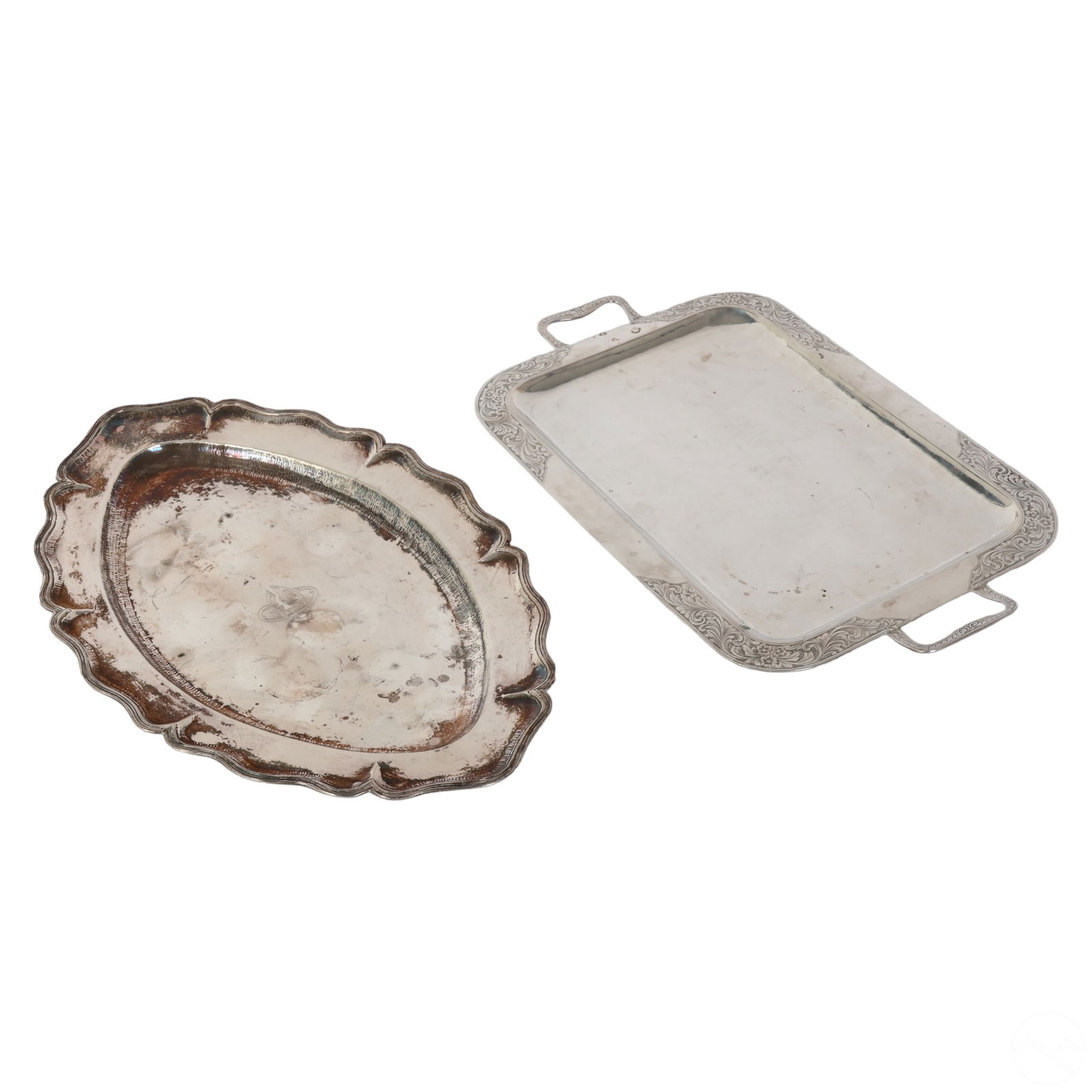 STERLING & 900 SILVER PLATTER TRAYS
