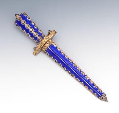 Sterling 925 Silver Knife With Blue