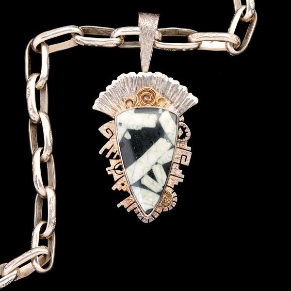 STERLING AND 14K PENDANT NECKLACE