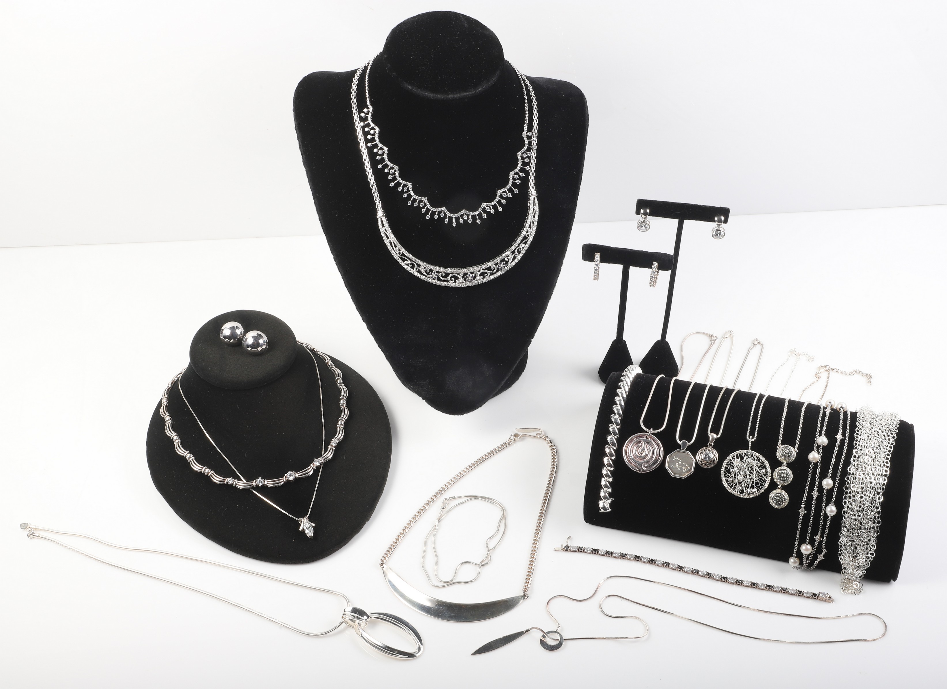 Sterling and CZ jewelry grouping to
