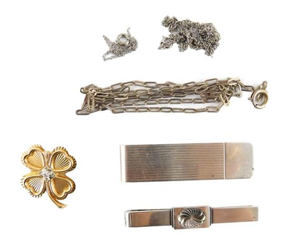 STERLING AND GOLD PIECES, SIX