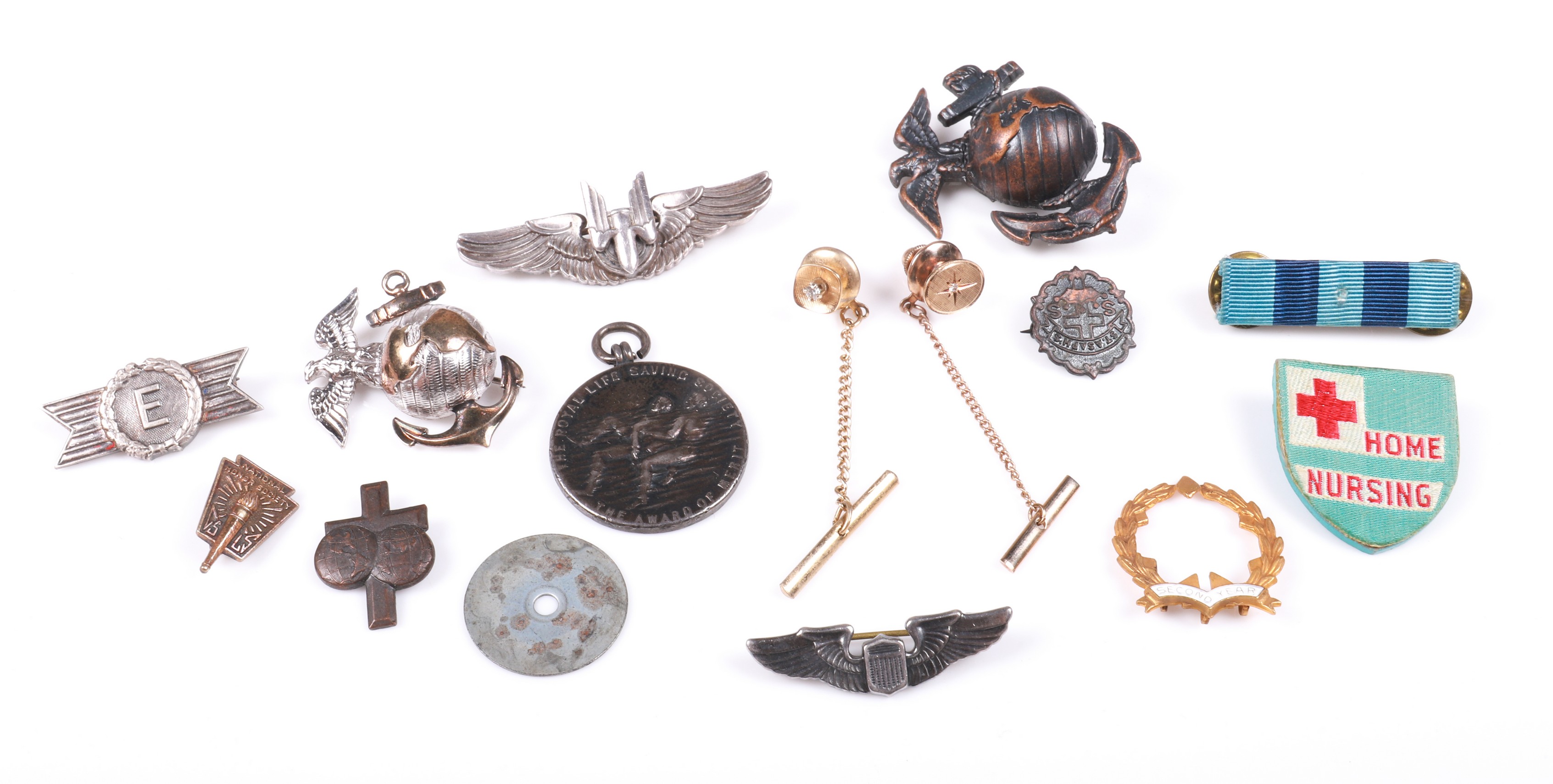 Sterling and gold pins including