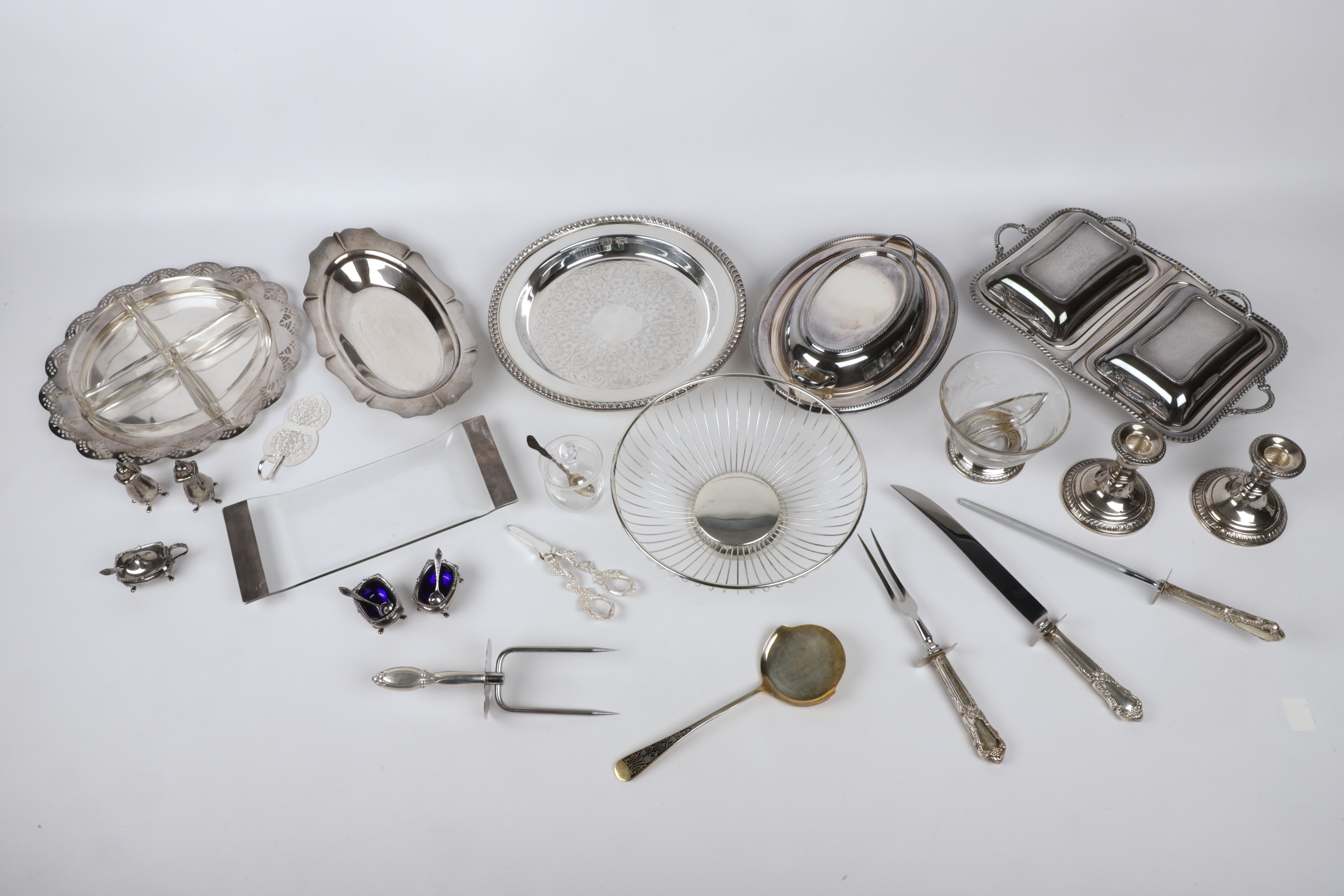Sterling and silver plate table