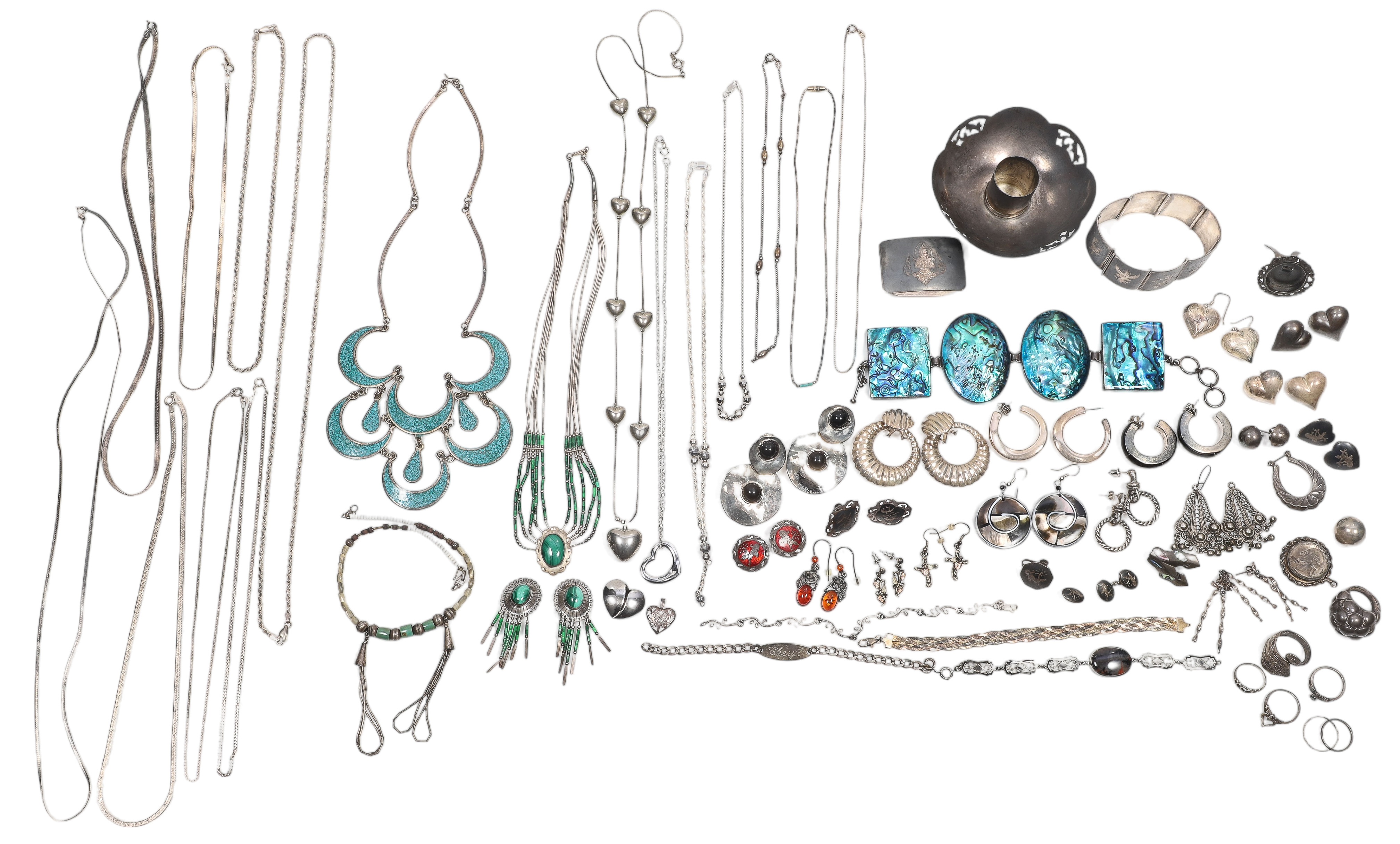 Sterling and silver tone jewelry
