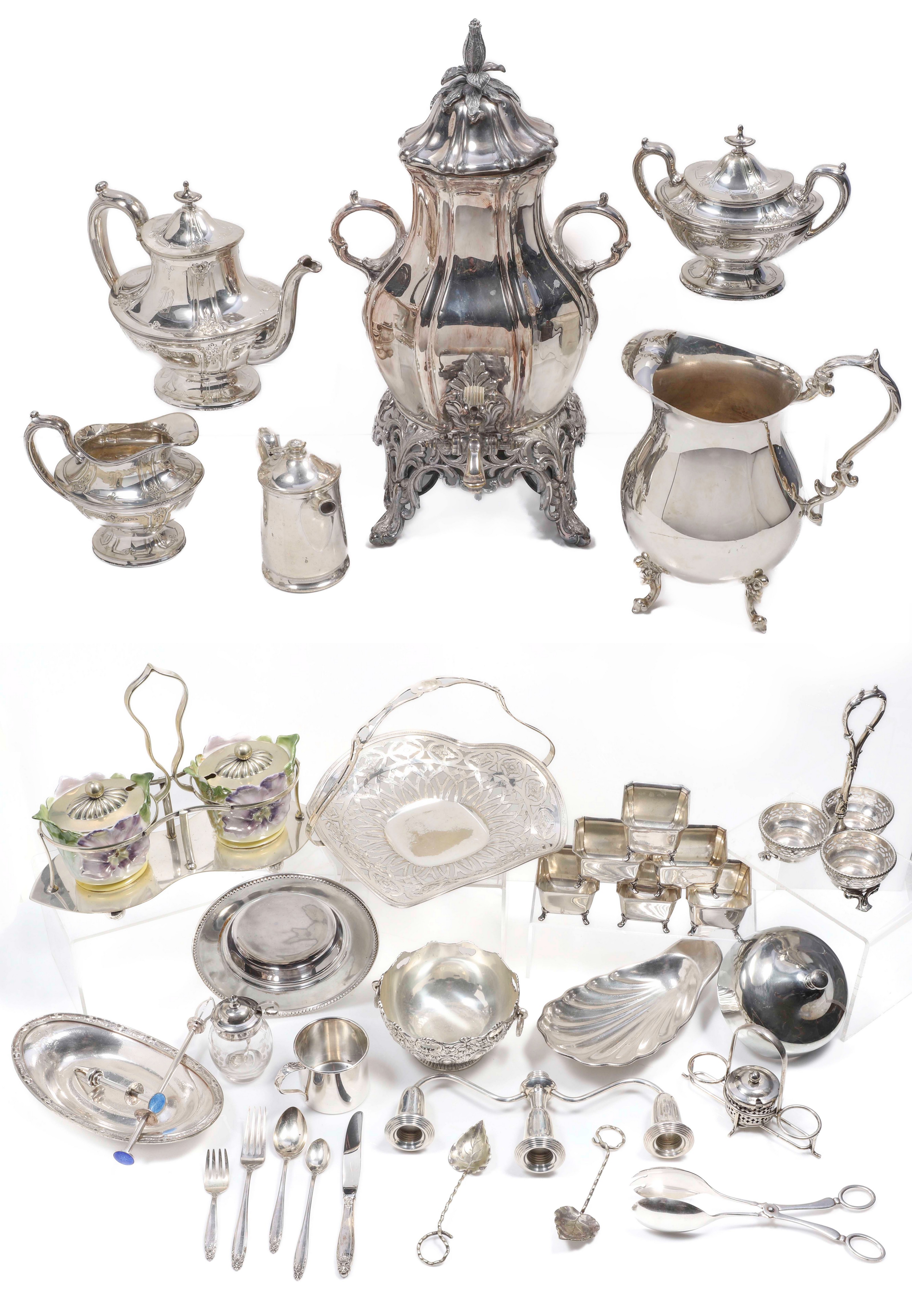 Sterling and silverplate table