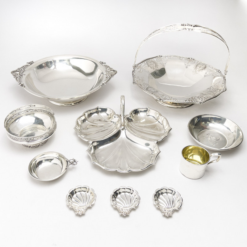 STERLING BASKETS AND SERVING