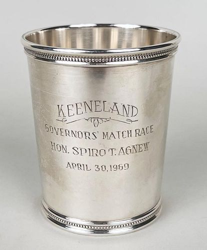 STERLING BEAKER, ENGRAVED SPIRO