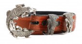 STERLING BELT BUCKLE & BELT, A