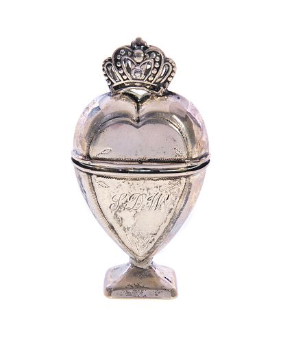 STERLING BOX HEART SHAPED WITH A