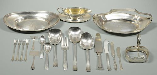 STERLING BREAD TRAYS, SAUCE BOAT