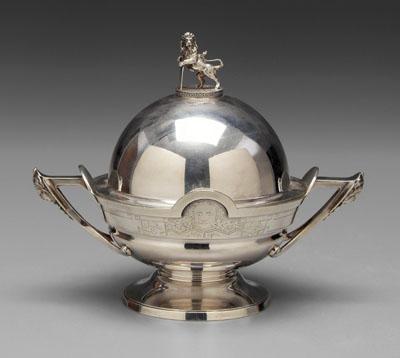 Sterling butter dish, dome top with