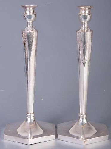 STERLING CANDLESTICKS PAIR, CIRCA