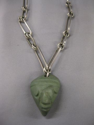 Sterling & Carved Stone Pendant