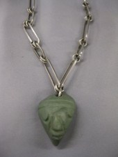 Sterling & Carved Stone Pendan