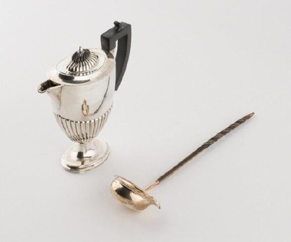 STERLING COFFEE POT & SILVER