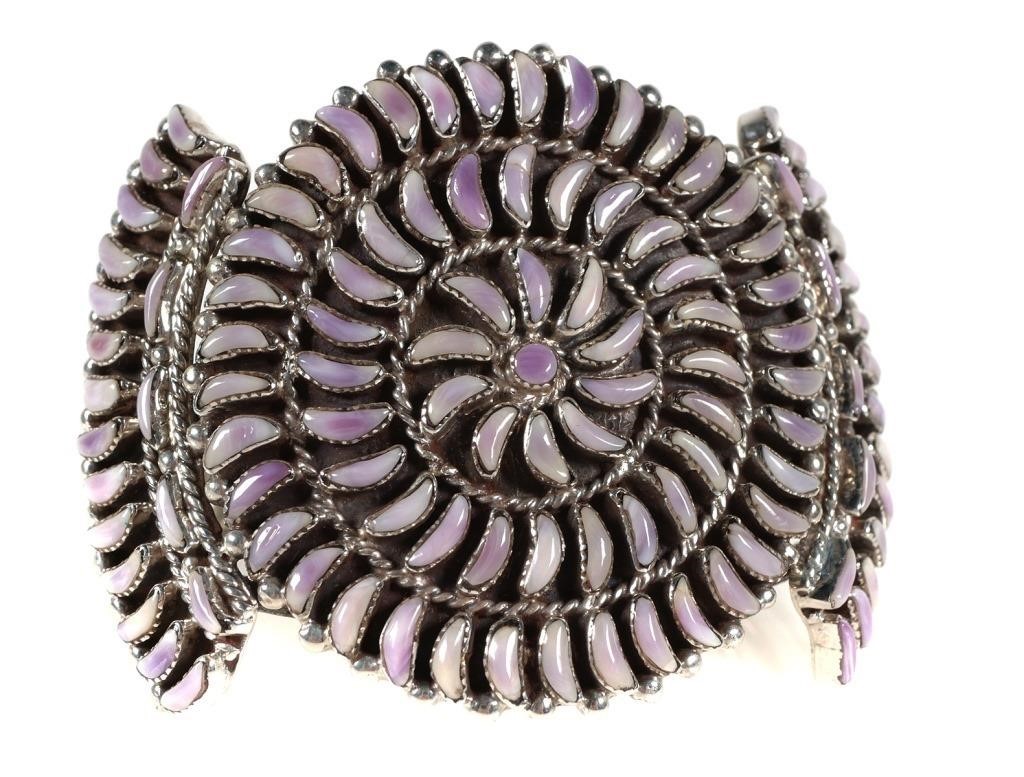 STERLING CUFF BRACELET PURPLE WHITE