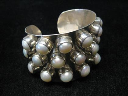 Sterling cuff with baroque pearls