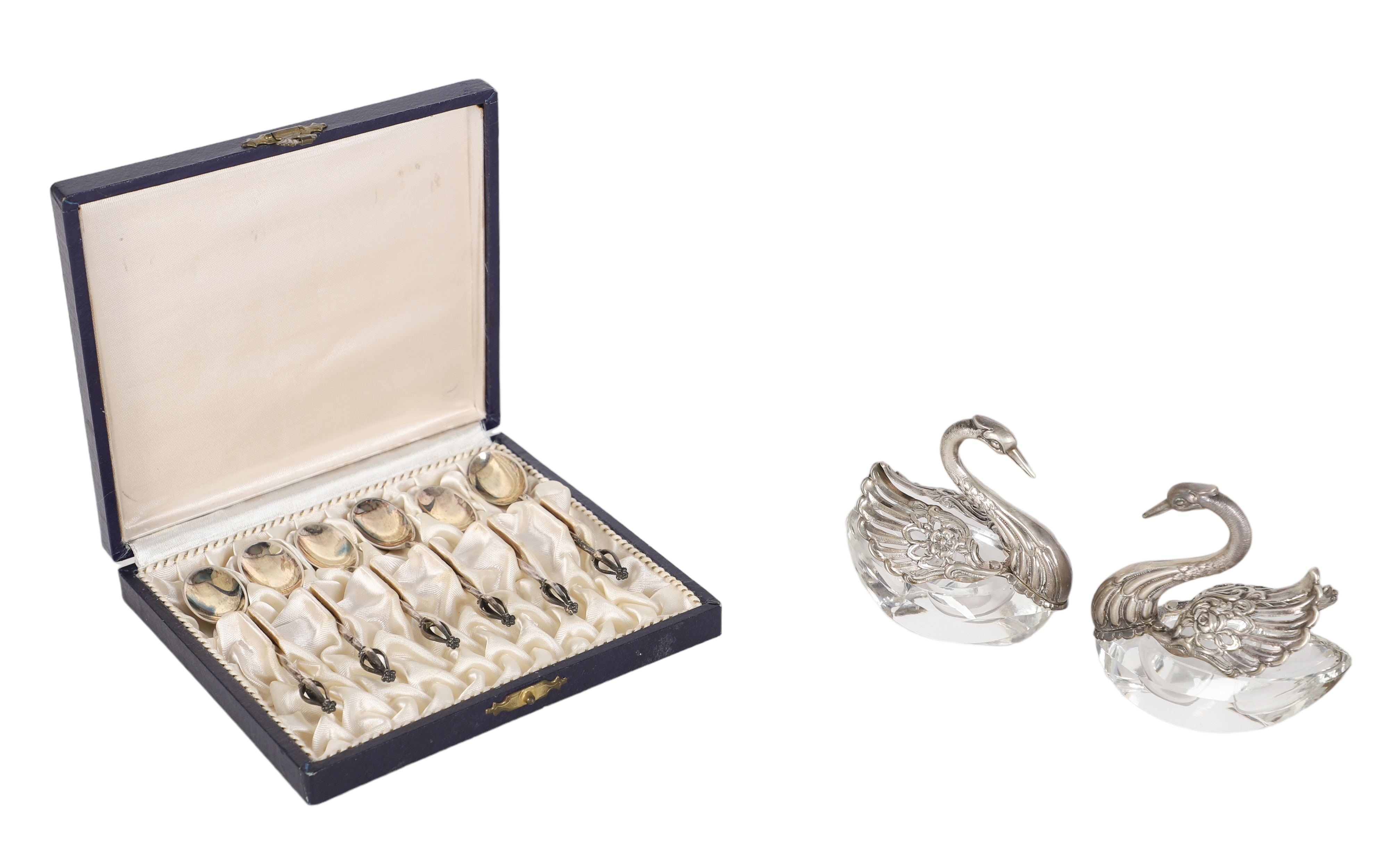 Sterling demitasse spoons & swan