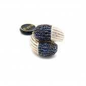 STERLING EFFY RING W/PAVE SAPP