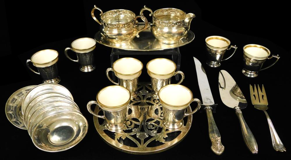 STERLING: EIGHT DEMITASSE CUPS WITH