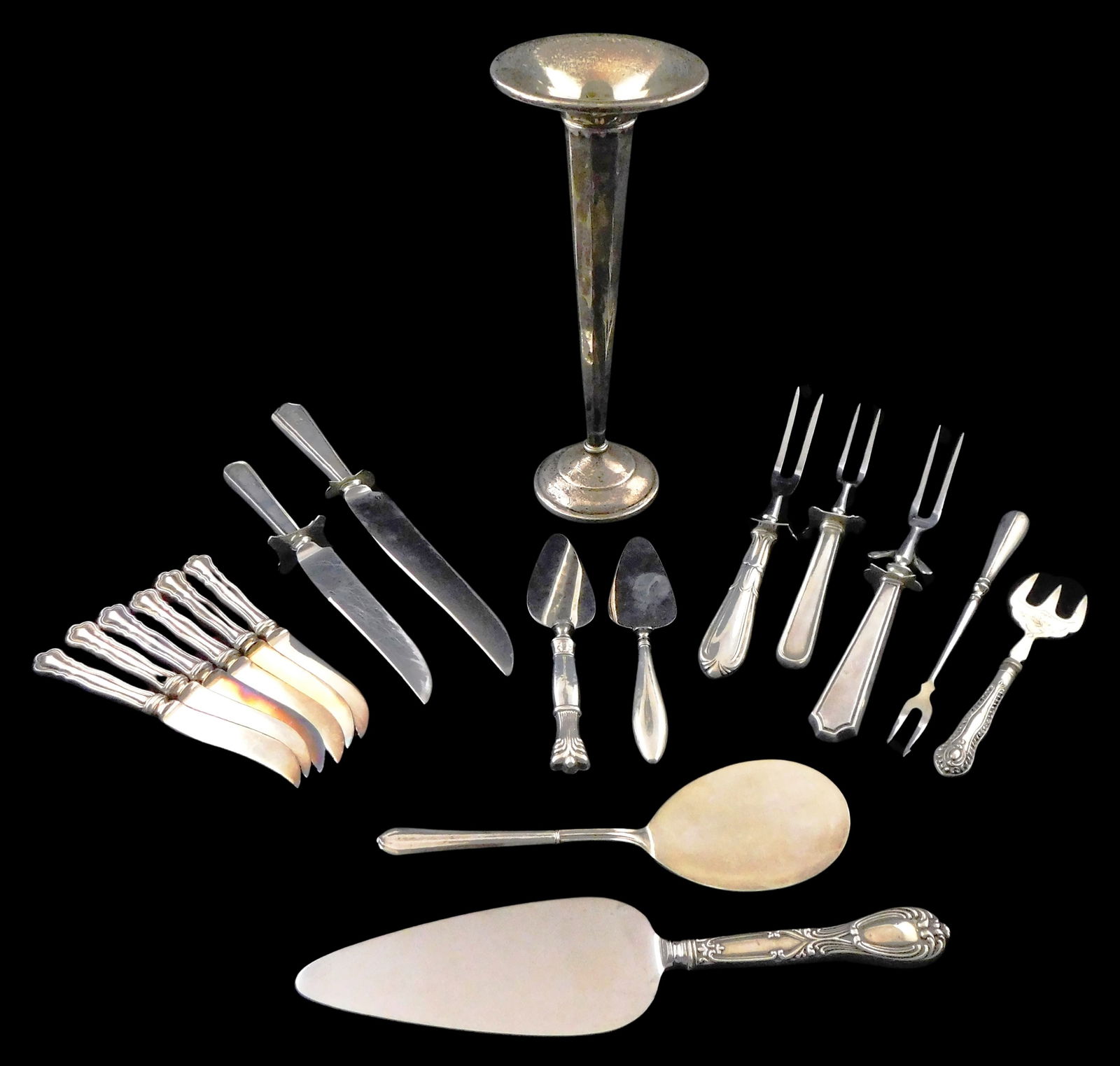 STERLING: EIGHTEEN PIECES OF MARKED