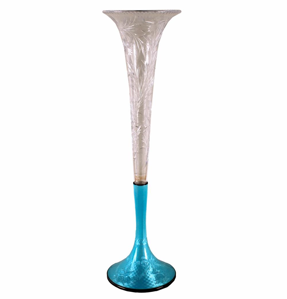 STERLING & ENAMEL BUD VASEstamped