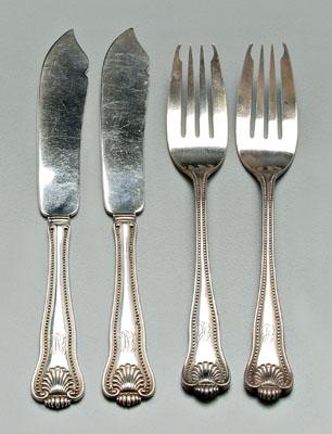 Sterling fish set, shell and bead