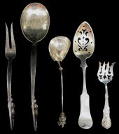 STERLING: FIVE PIECES OF FLATW