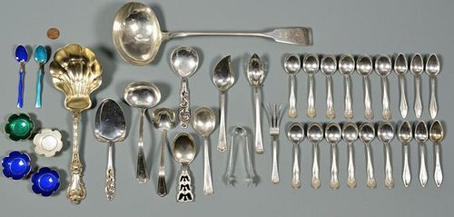 STERLING FLATWARE & ENAMEL ITEMS,