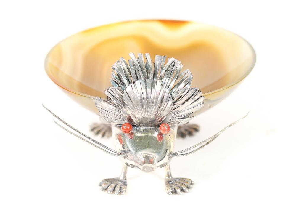 STERLING & GLASS FIGURAL HEDGEHOG