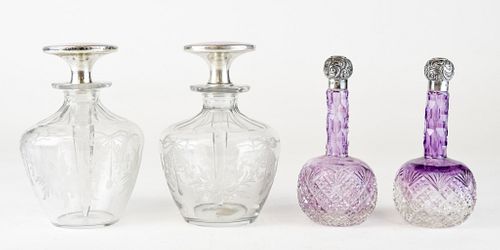 STERLING & GLASS PERFUME BOTTLE