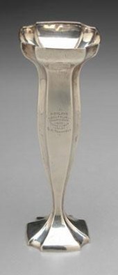 Sterling golf trophy vase, pan
