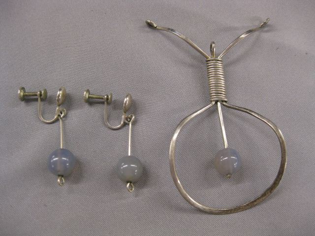 Sterling & Grey Jade Pendant &