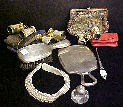 Sterling hairbrush and mirror;