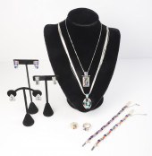 Sterling inlaid jewelry groupi