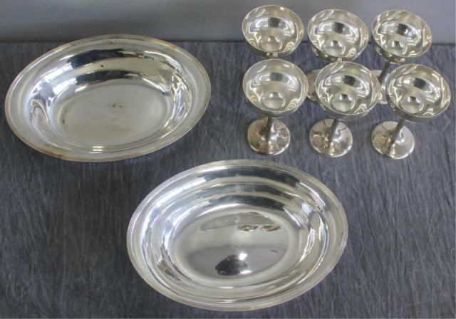 STERLING. Lidded Tureen & 6