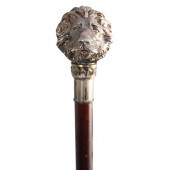 STERLING LION WALKING CANEDESC