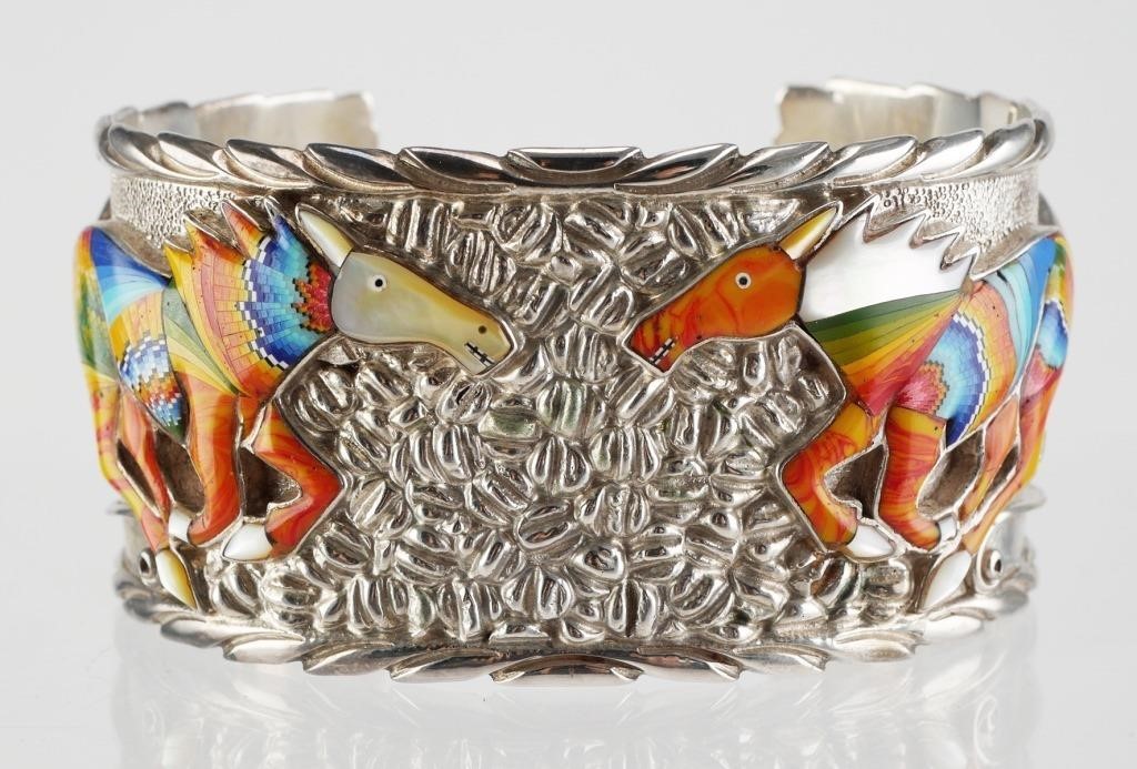 STERLING MICRO INLAY TURQUOISE CUFF