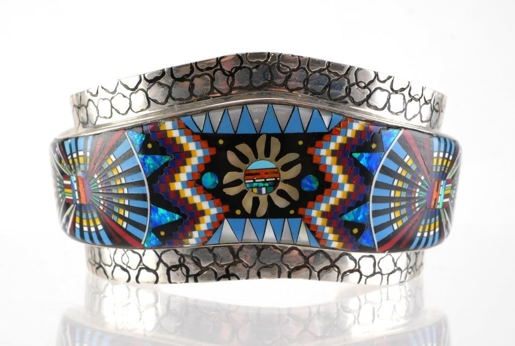 STERLING MICRO INLAY TURQUOISE CUFF