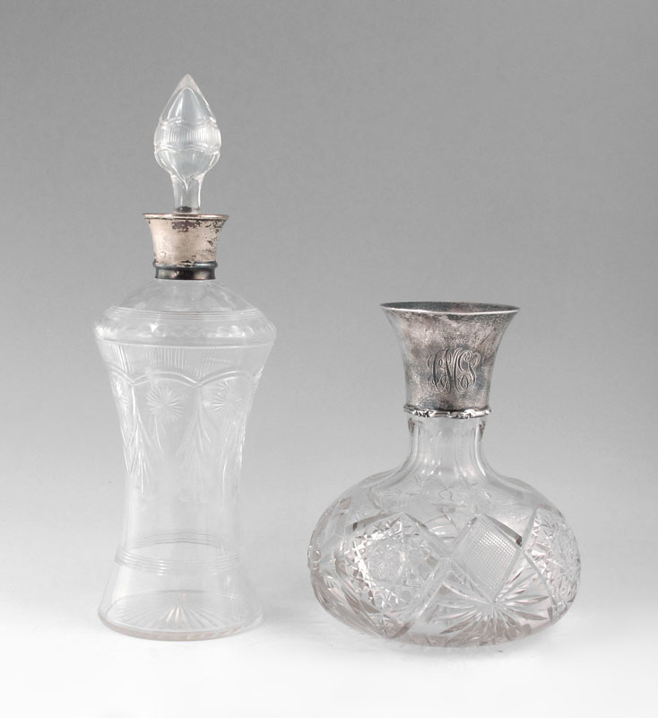 STERLING MOUNTED DECANTER: