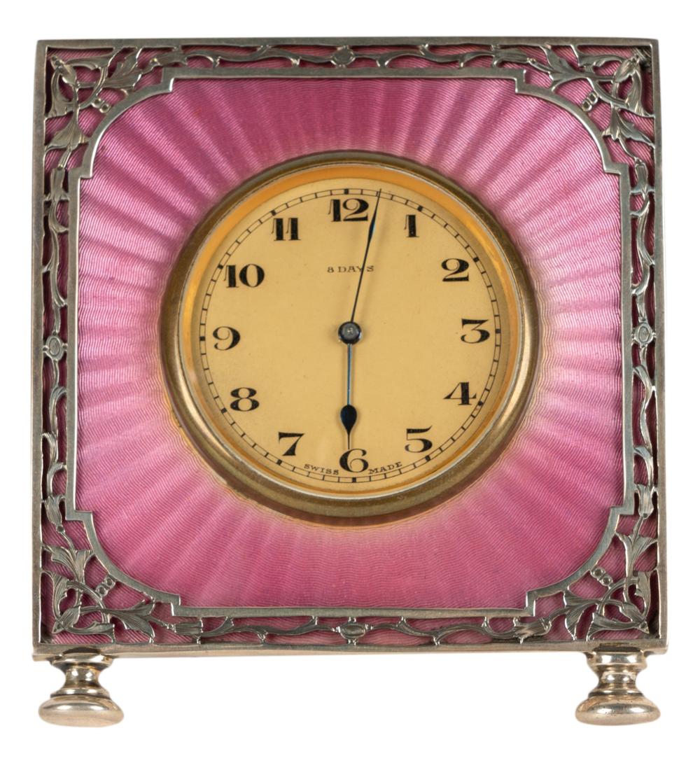 STERLING-MOUNTED GUILLOCHE ENAMEL