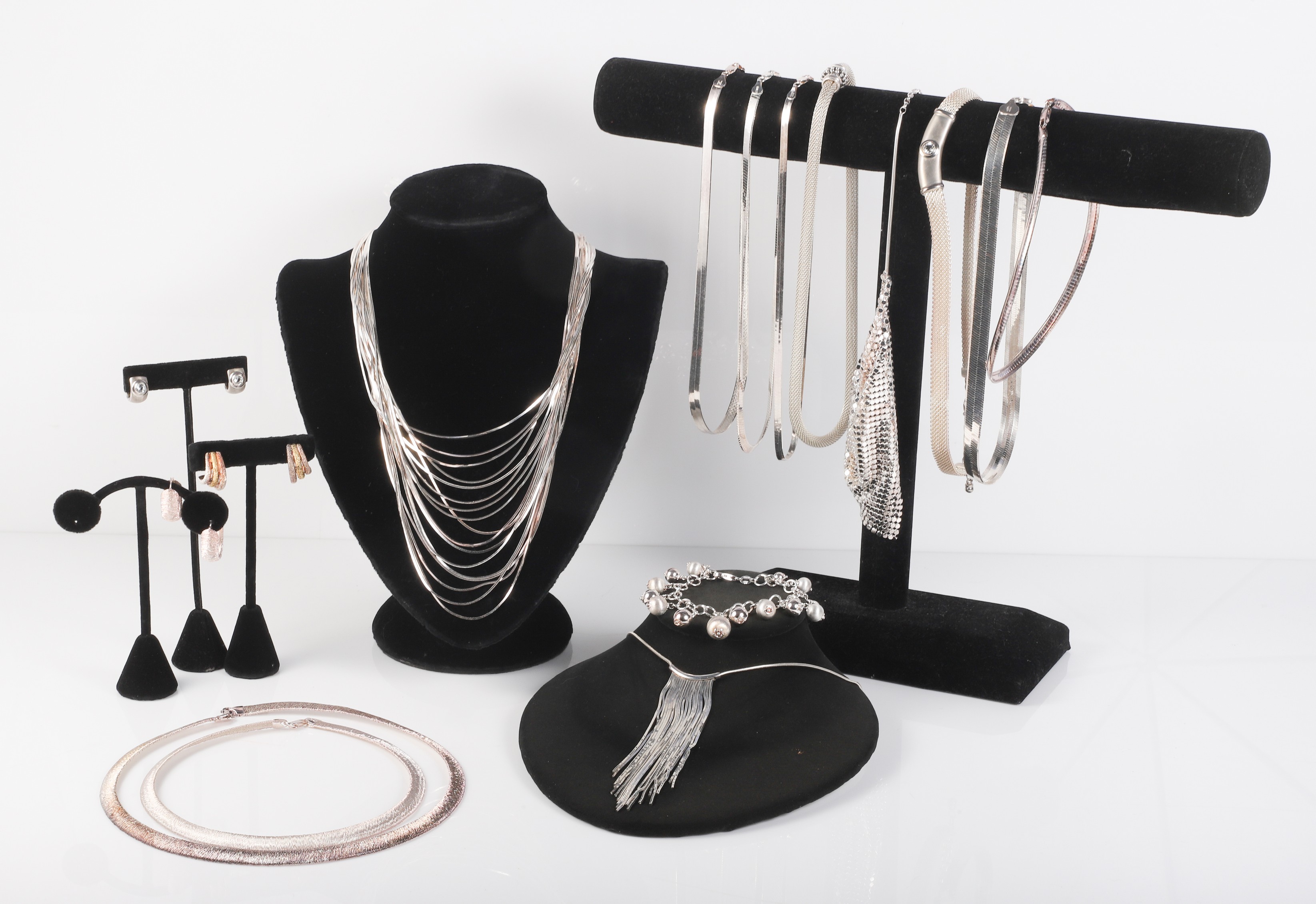 Sterling necklace and earring group