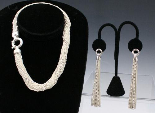 STERLING NECKLACE AND EARRINGS: