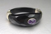 STERLING ONYX & AMETHYST BANGL