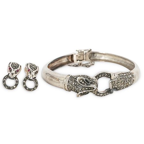 STERLING PANTHER BRACELET AND