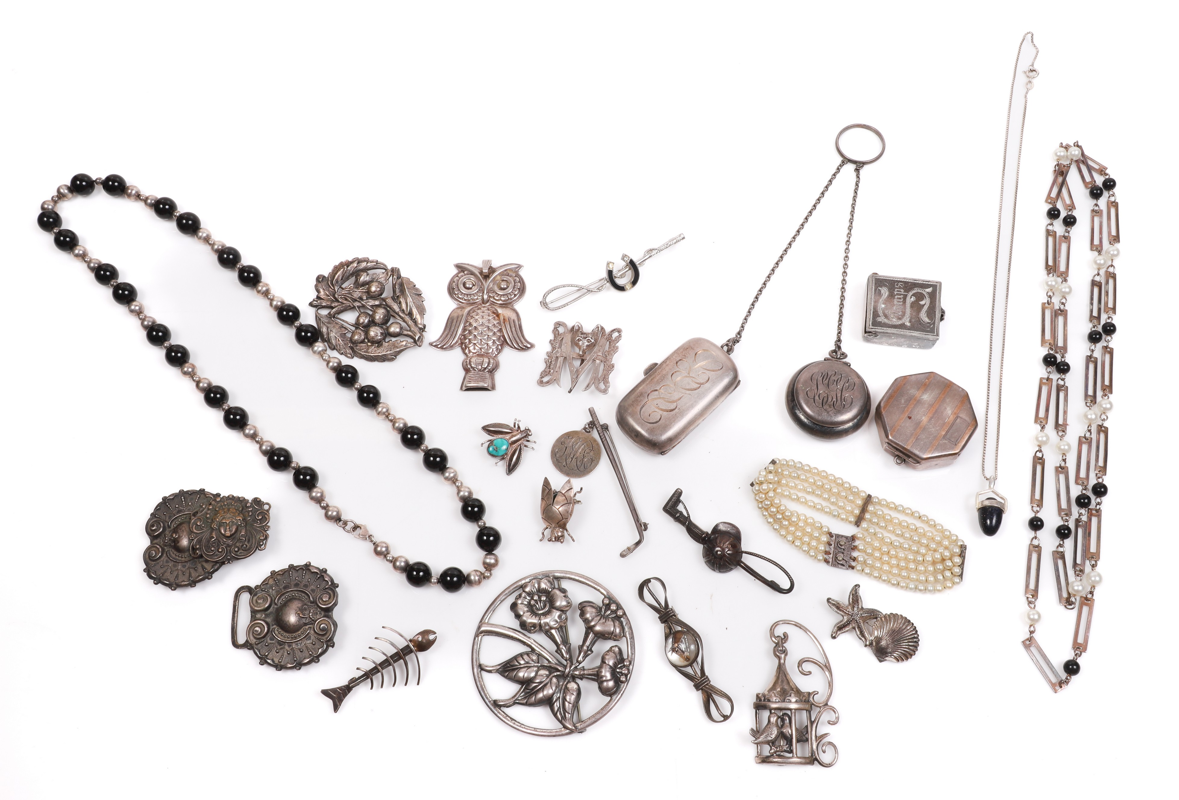 Sterling pin and faux pearl