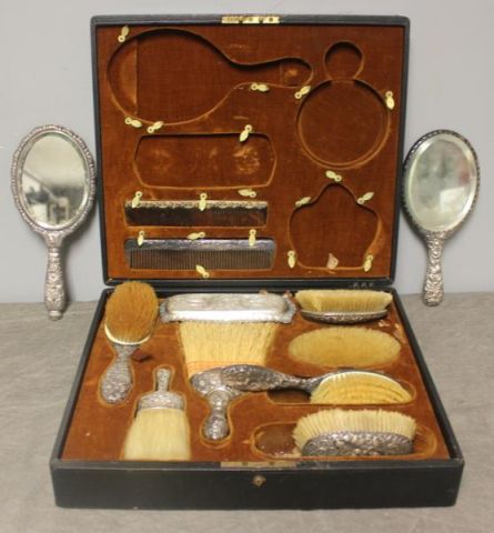 STERLING. Repousse Vanity Items