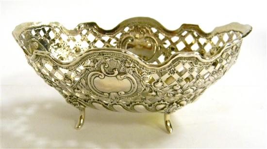 STERLING: Reticulated oval bowl