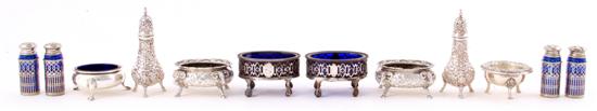 Sterling salt cellars and shakers