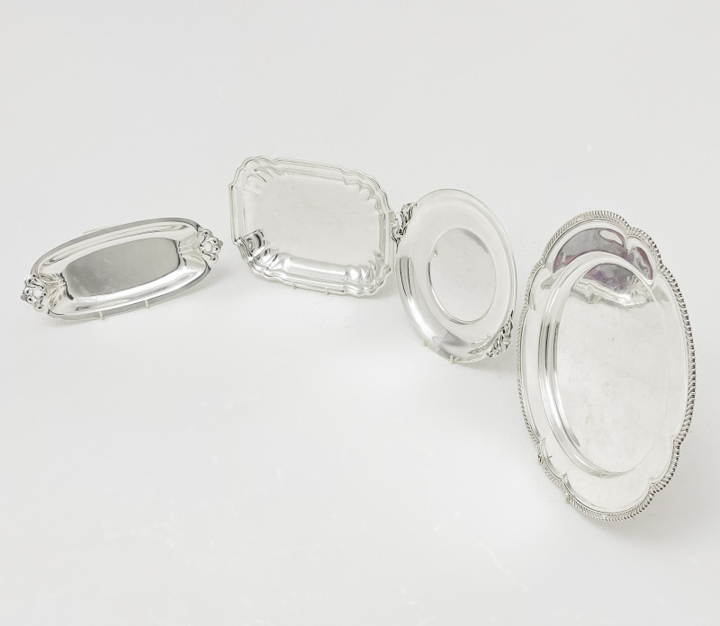 STERLING SERVING TRAYS, GROUP OF
